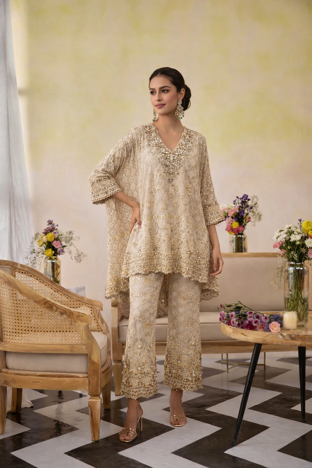 Ivory Luxe Embellished Co-ord Set